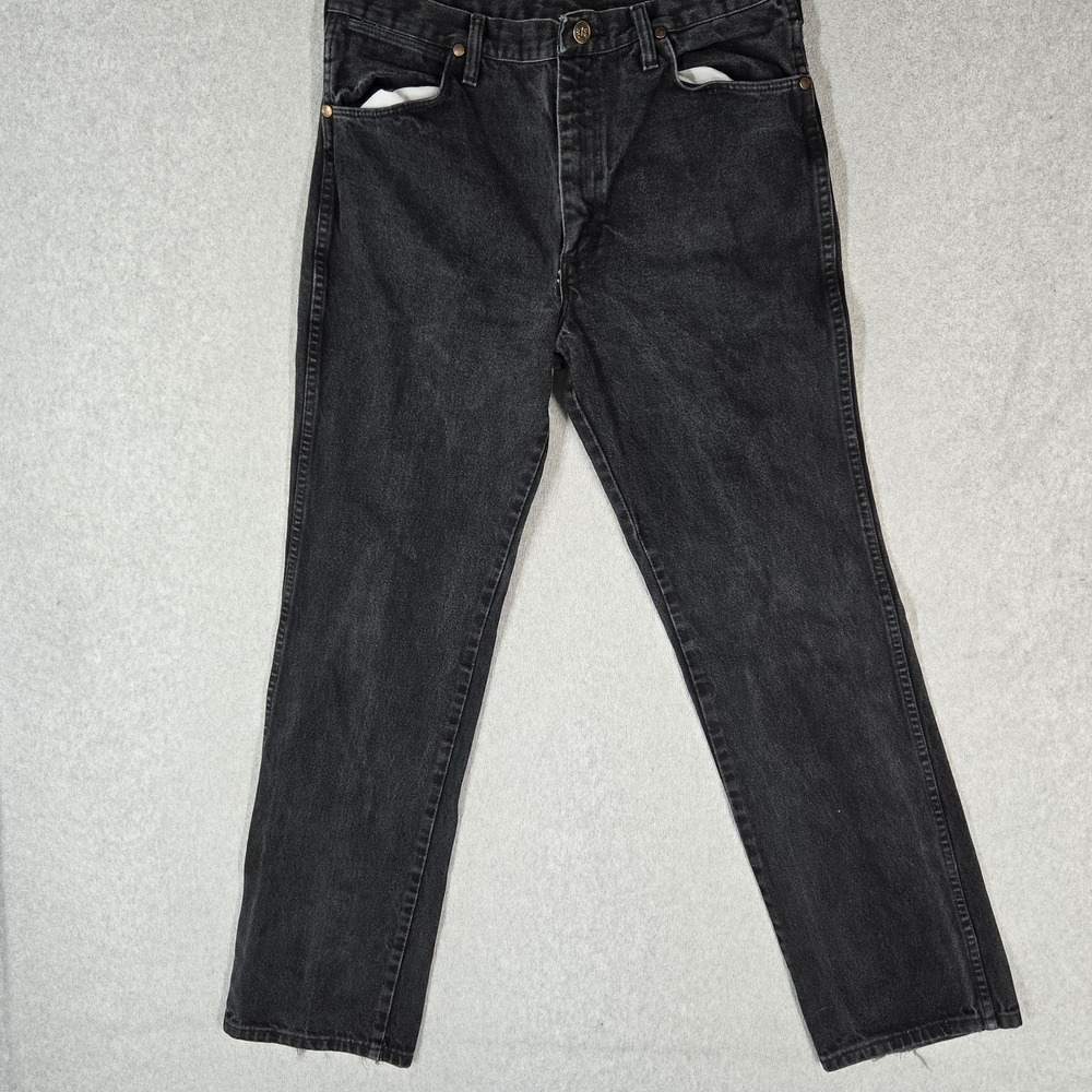 Wrangler 936 Men Jeans 33x32 Black Denim Western Cowboy  31" Inseam